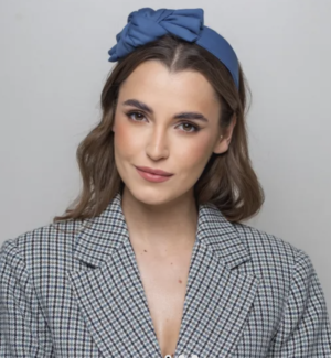 Niebieska opaska do włosów z kokardą – denim blue