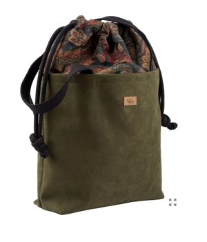 Torebka worek „doubag”, kolor khaki z żakardem