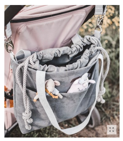 Torebka dla mam „me & baby” do wózka, czarna w kwiaty - obrazek 3